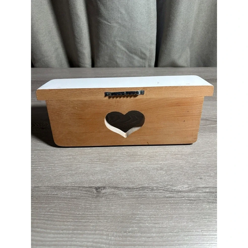 Wooden Heart‎ Cutout Wall Shelf 2 Peg Hooks Shabby Chic Farmhouse Cottagecore